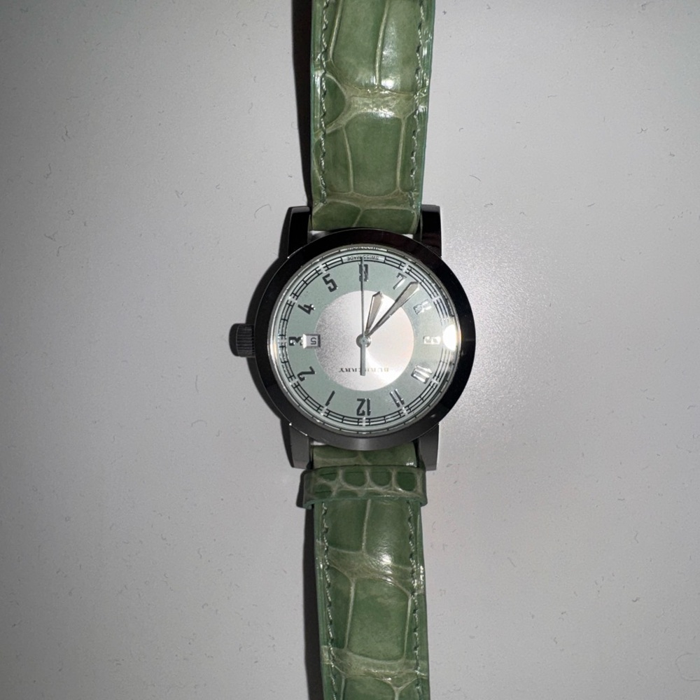 Green Leather Burberry Watch